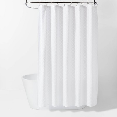 Dyed Clipped Diamond Shower Curtain White - Threshold™