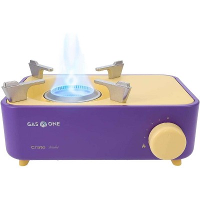 GasOne Butane Fuel Camp Stove - Crate Series - Mini Stove for Camping, Hiking – Portable Gas Stove with Spiral Flame, Violet
