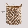 FONTOI Round Woven Basket with Handles, Storage Basket for Clothes Towels Canvas Toys, Brown, 15"*15"*15.7" - 3 of 4