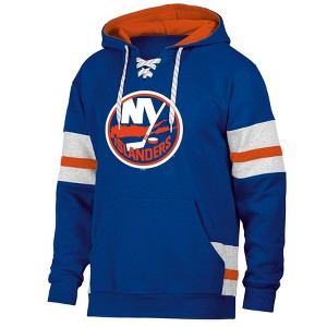 NHL New York Islanders Men's Long Sleeve Hooded Sweatshirt with Lace - 1 of 3