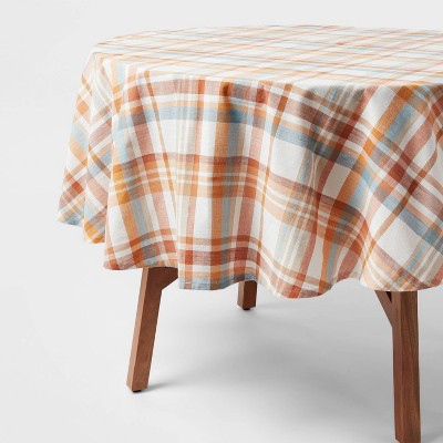 70" Cotton Harvest Plaid Round Tablecloth - Threshold™