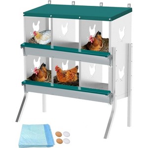 Coucheta Large Metal Chicken Nesting Boxes for Hens, Compartment Galvanized Steel Nesting Box, Includes 4 Fake Eggs & 10 Soft Nest Pads Pads - 1 of 1
