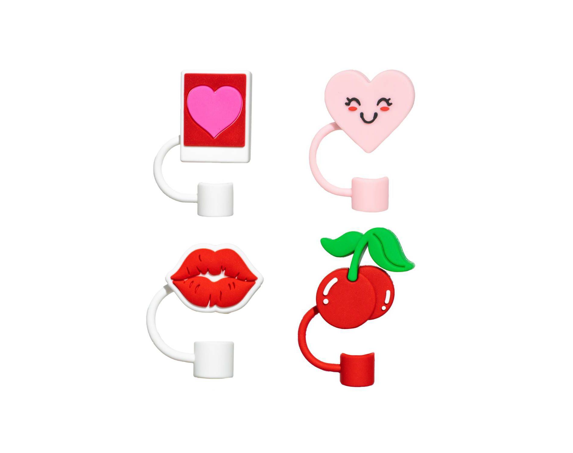 CharCharms 4pk Valentines Kiss Straw Toppers
