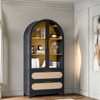 FONTOI Arched Shaped Storage Cabinet with Covered Top, 3-Tier Arched Bookcase with 2 Doors&2 Drawers, Black&Brown, 15.7"*72.8"*35" - 2 of 4