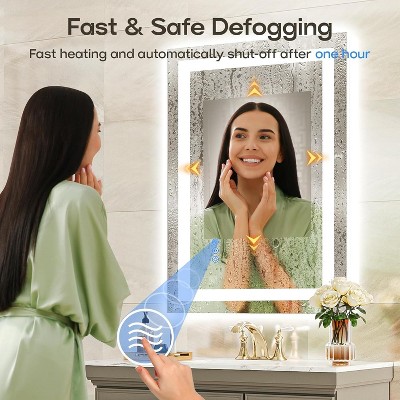 Modern LED Backlit Anti-Fog Bathroom Vanity Mirror 28" x 36"