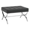 studio designs Newel Modern Square Ottoman Blended Leather and Chrome Metal Frame - 2 of 4