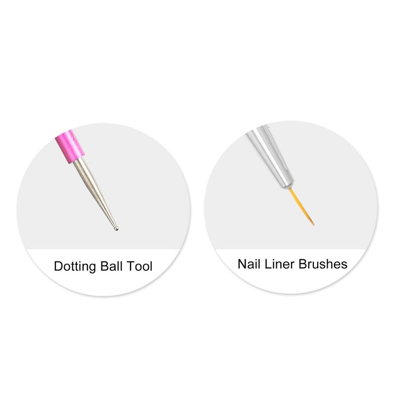 Unique Bargains Double Ended Nail Art Brushes 3 Pcs Nail Design Tool Kit Including Nail Liner Brush and Nail Dotting Pen, 5 of 7