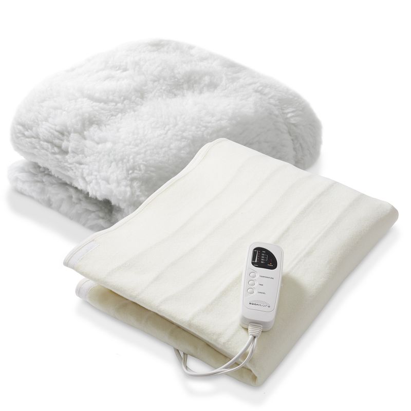 Saloniture Professional Fleece Massage Table Warmer and Heating Pad Set with Deluxe LED Controller - 72" x 30", White, 1 of 7
