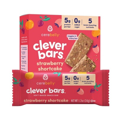 Cerebelly Organic Clever Strawberry Shortcake Snack Bars - 5g Protein - 4.8oz/4ct