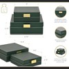 Cheung's Lithos Vintage Square Style Set of 2 Boxes with Stitched Accents & Gold Handles - Green - 2 of 4