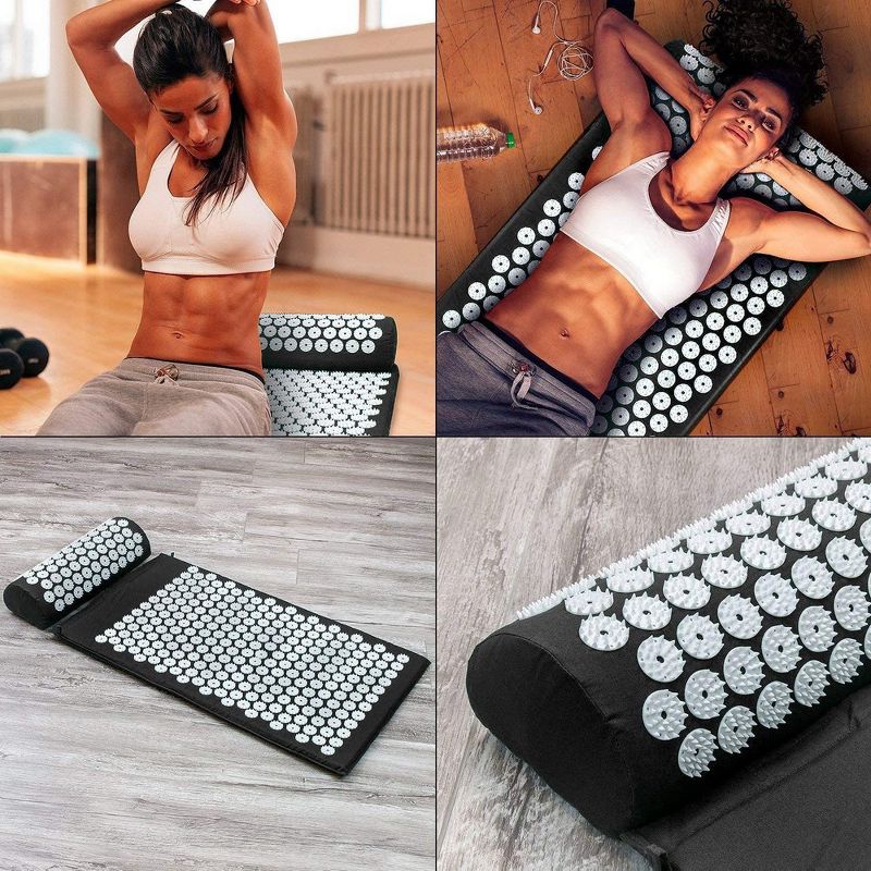 Sorbus Deluxe Acupressure Mat Pillow Combo Set - Relieves Your Stress of Lower Upper Back and Sciatic Pain (Black), 4 of 6