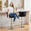 Velvet Adjustable Swivel Bar Stools Set of 2 with Metal Legs and Chrome Nailhead for Kitchen, Dining Room, or Counter - 2 of 4