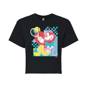 Women's - Disney - Minnie Tennis Color Block Cropped Graphic T-Shirt - 1 of 4
