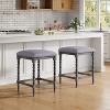 Christopher Knight Home Amelia Rustic Acacia Wood Backless Counter Stools with Upholstered Seat - 2 of 4