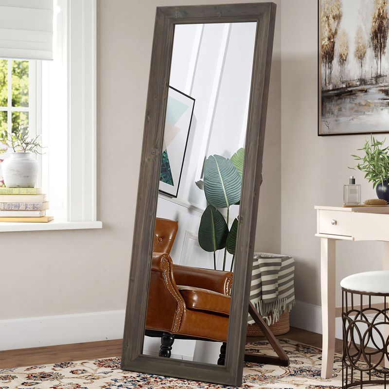 Cybill 64"x21" Distressed Wood Full Length Mirror with Stand  - The Pop Home, 2 of 6