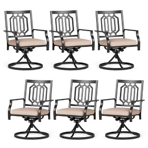 Captiva Designs Outdoor Patio Dining Swivel Steel Chairs with Thick Cushions - 1 of 4