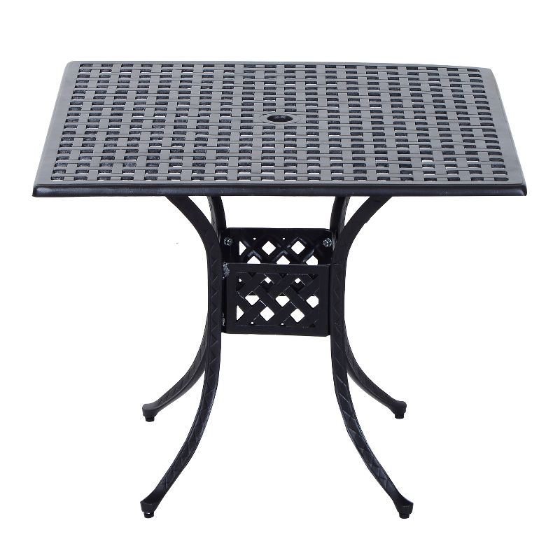 Outsunny 36" x 36" Square Patio Table with Umbrella Hole, Aluminum Outdoor Dining Table, Outdoor Bistro Table for Garden, Backyard, Porch, Black, 4 of 9
