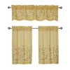 Kate Aurora Shabby Sheer Embroidered Complete 3 Piece Floral Rod Pocket Cafe Kitchen Curtain Tier & Valance Set - 2 of 4