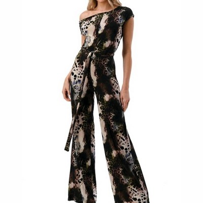 Women's Off the Shoulder Belted Jumpsuit - ariella