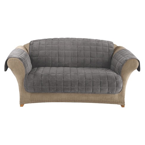 Antimicrobial Quilted Loveseat Furniture Protector Gray Sure Fit