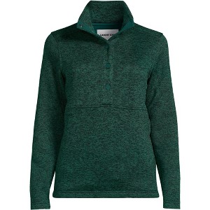 Lands' End Women's Sweater Fleece Snap Neck Pullover Jacket - 1 of 3