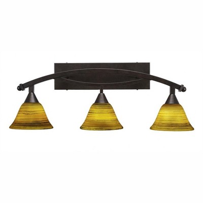 Toltec Lighting Bow 3 - Light Vanity in  Bronze with 7" Firré Saturn Shade
