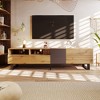 76.7" Wood Modern TV Stand with Waveform Glass Doors and 2 Drawers for TVs up to 85" with Soft-Closing Hinges and Cable Management for Living Room - 2 of 4