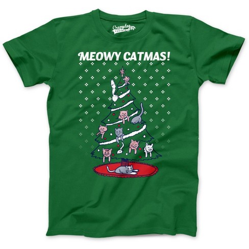 Mens Meowy Christmas Funny Cat Dad Ugly Sweater T Shirt Adult Humor Sarcastic Crazy Dog Men s T Shirt Target