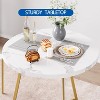 Jojoka Round Dining Table Set for 2 with Chairs, Marble White Kitchen Table and 2 Upholstered Chairs, Compact Space-Saving Design,White - 2 of 4
