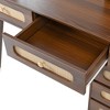 ORRD 47" Vintage Makeup Vanity with LED Mirror, 5 Rattan Drawers & Storage Shelf, Adjustable Lighting Dressing Table,Walnut - 3 of 4