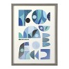 Kate and Laurel Blake Mid Century Fish Blue Framed Printed Glass by Rachel Lee of My Dream Wall, 18x24, Gray - 2 of 4