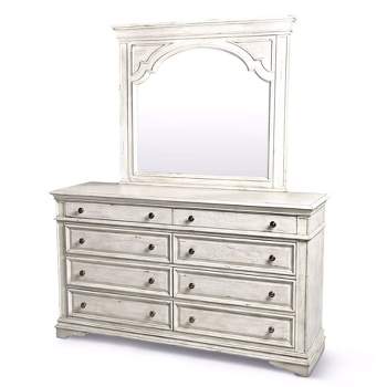 Highland Park Mirror and Dresser Rustic Ivory - Steve Silver Co.