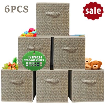 DOMETOUR Fabric Storage Cubes Storage Bins Set of 6, Foldable Closet Drawers Organizers Storage Box for Toy Clothes