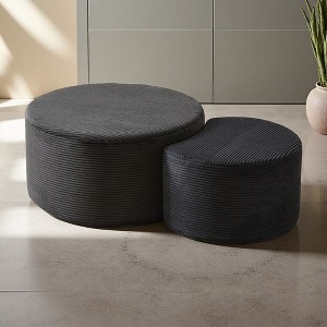Foam Upholstered Round Nesting Coffee Tables (Set of 2) - 1 of 4