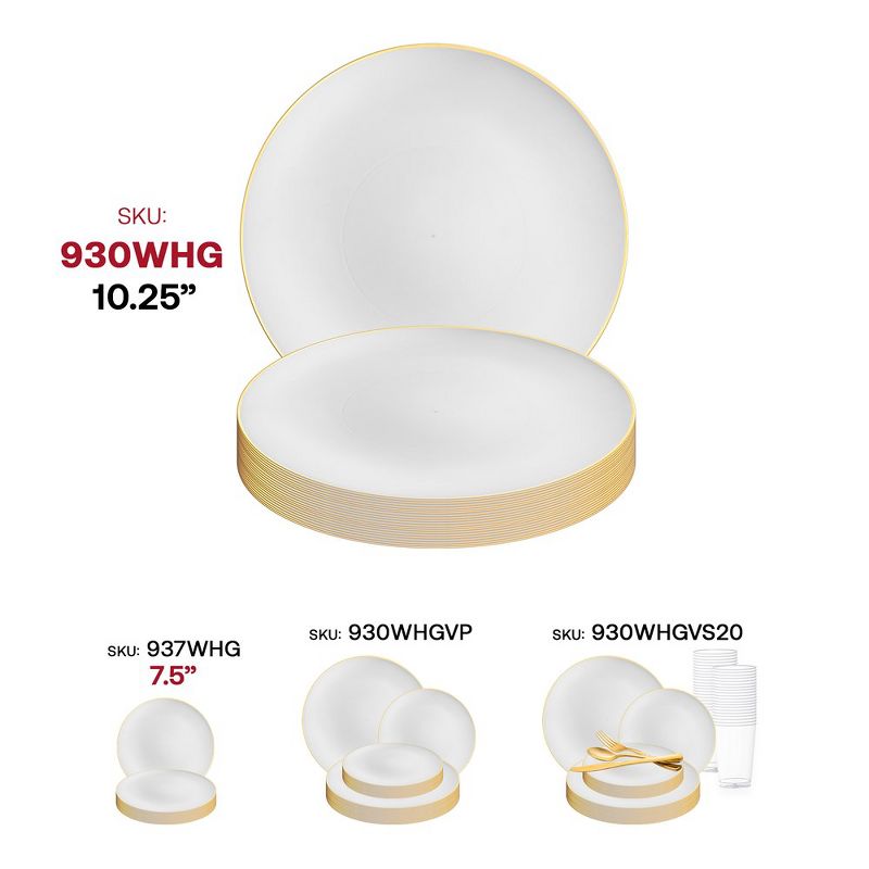 Smarty Had A Party 10.25" White with Gold Rim Organic Round Disposable Plastic Dinner Plates (120 Plates), 5 of 7