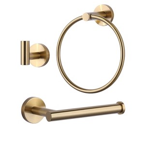 WOWOW 3 -Piece Bath Hardware Set with Mounting Hardware with Towel Ring, Toilet Paper Holder, and Towel Hook in Brushed Nickel - 1 of 4
