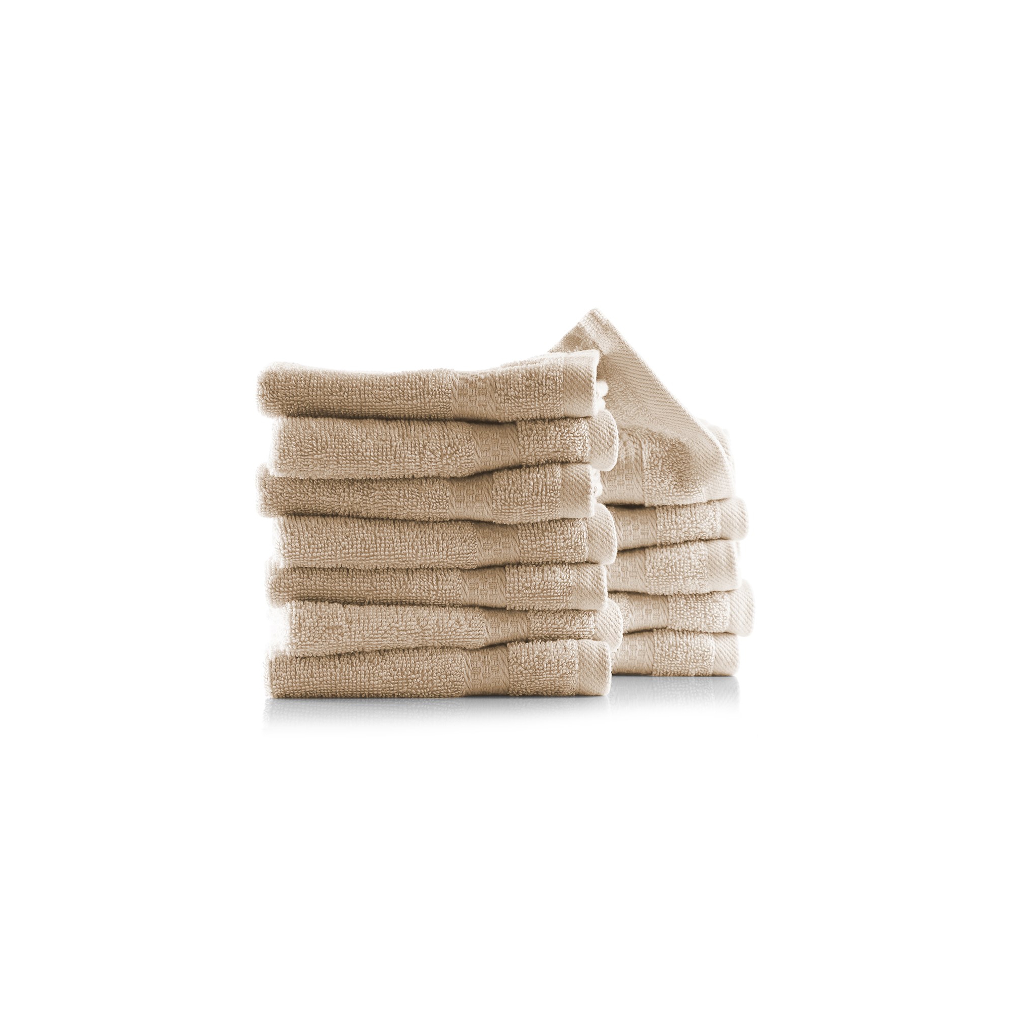 Hearth & Harbor Washcloths 12 Pack - 100% Cotton Washcloth for Body and Face - Beige Cream