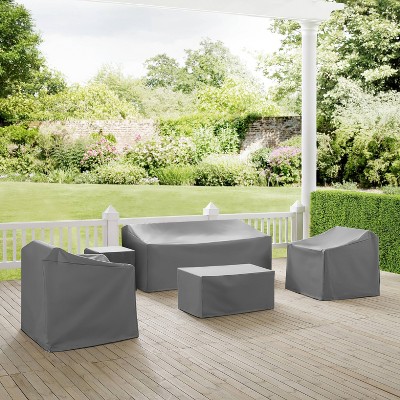 Gray Heavy-Duty Vinyl 5-Piece Outdoor Furniture Cover Set