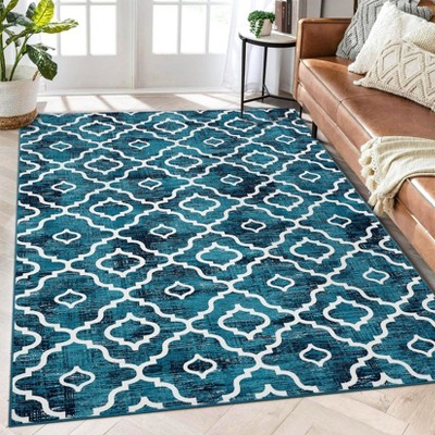 Machine Washable Vintage Floral Printed Area Rug Ultra Thin Non Slip Low Pile Stain Resistant Non Shedding Pet Friendly Floor Rug