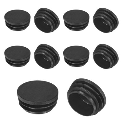 Unique Bargains Round Plastic Hole Plugs Patio Chairs Fences Metal Tubing Leg Cap Black