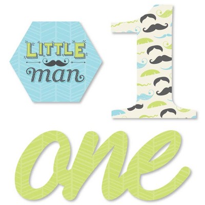 Big Dot of Happiness 1st Birthday Dashing Little Man Mustache Party - DIY Shaped First Birthday Party Cut-Outs - 24 Count