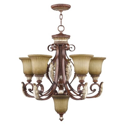 Villa Verona 5-Light Chandelier in Bronze with Aged Gold Leaf Accents