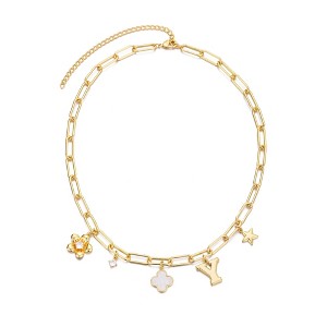 Adornia 14k Yellow Gold Plated Initial Chunky Charm Necklace - 1 of 1