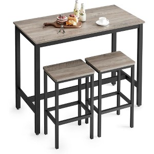 Bar Table Set, Bar Table with 2 Bar Stools, Dining table set, Kitchen Counter with Bar Chairs, Industrial for Kitchen, Living Room, Party Room - 1 of 4