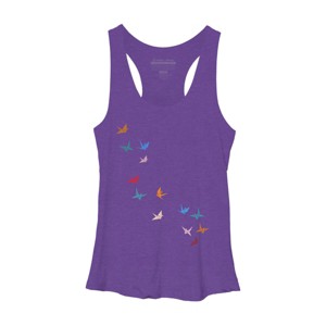 Women's Design By Humans Flying Paper Cranes Birds By Magnussons Racerback Tank Top - 1 of 3