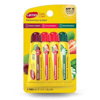 Carmex Daily Care Lip Balm Moisturizing Tube - SPF 15 - Assorted - 4pk/1.4oz
