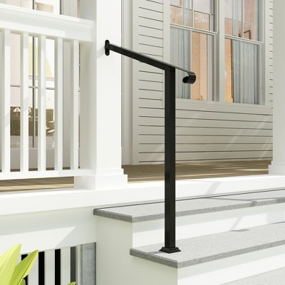 FUFU&GAGA Black Metal Outdoor Handrail - Adjustable, Wall/Floor Mount for Steps & Porches
