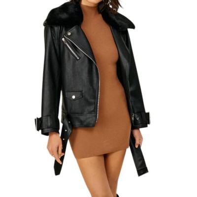 Women's Moto Leather Jacket - line and dot