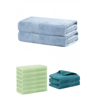 REGALWOVEN Absorbent Solid Bath Hand Face Cloths Cotton Towels 3 Piece Sets