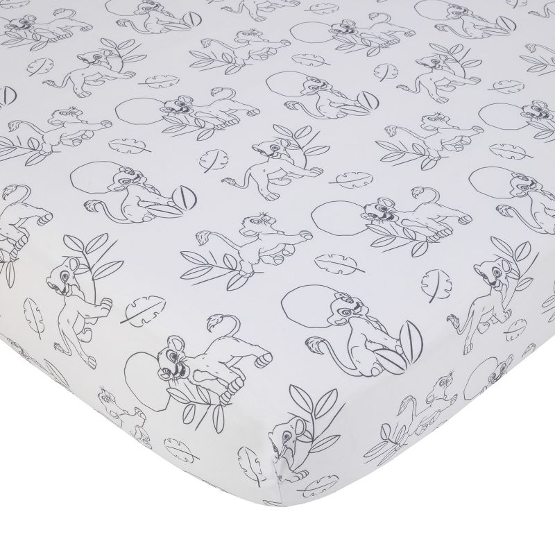 Disney Lion King Leader of the Pack Black and White Super Soft Fitted Crib Sheet, 1 of 6